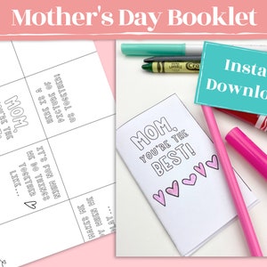 Mother's Day Booklet Perfect Last Minute Mother's Day gift from kids. Mother's Day Printable is great for classroom gifts from young kids image 1