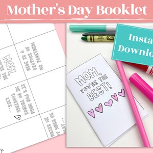 Moederdagboekje - Perfect Last Minute Moederdagcadeau voor kinderen. Moederdag afdrukbaar is geweldig voor klascadeautjes van jonge kinderen