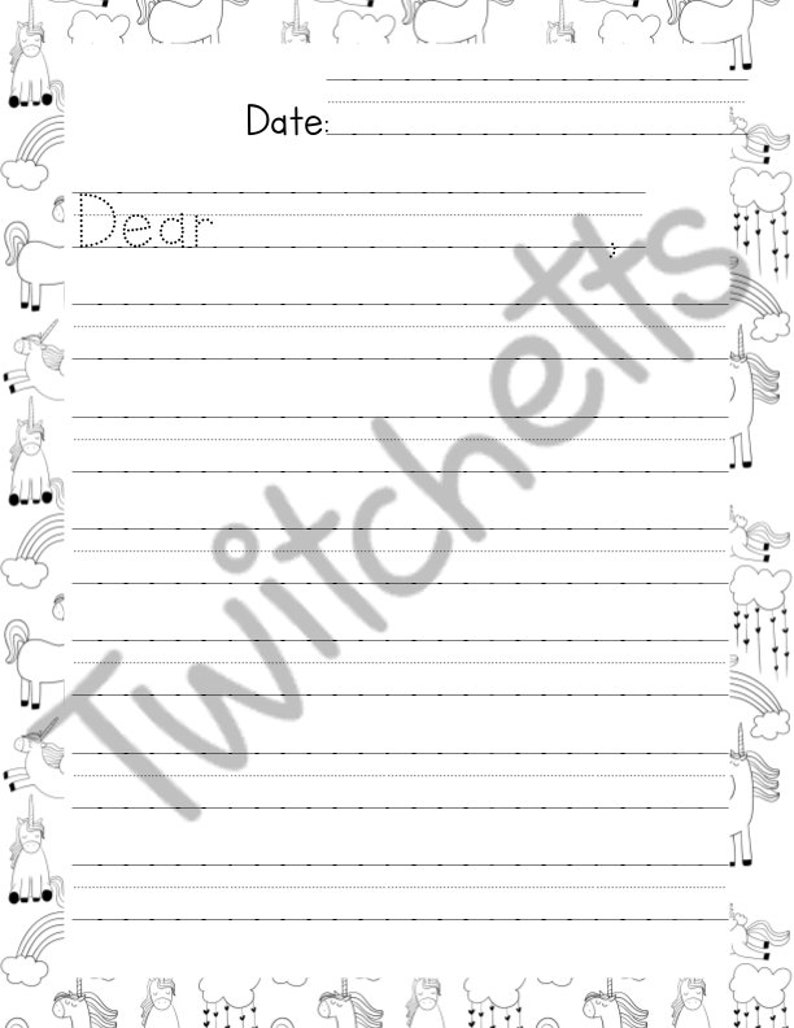 Letter Writing Set for Kids, Printable Unicorn Stationery for Kids to