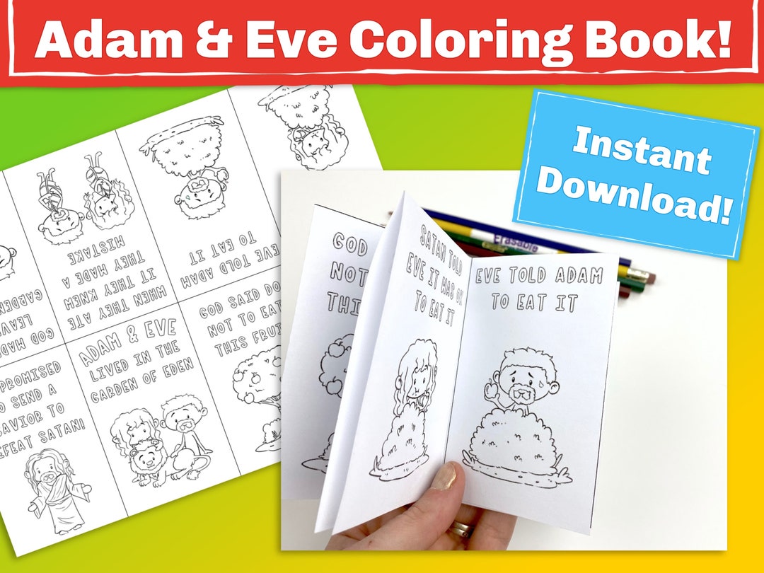 Mini Adam and Eve Coloring Book. Printable Coloring Page That