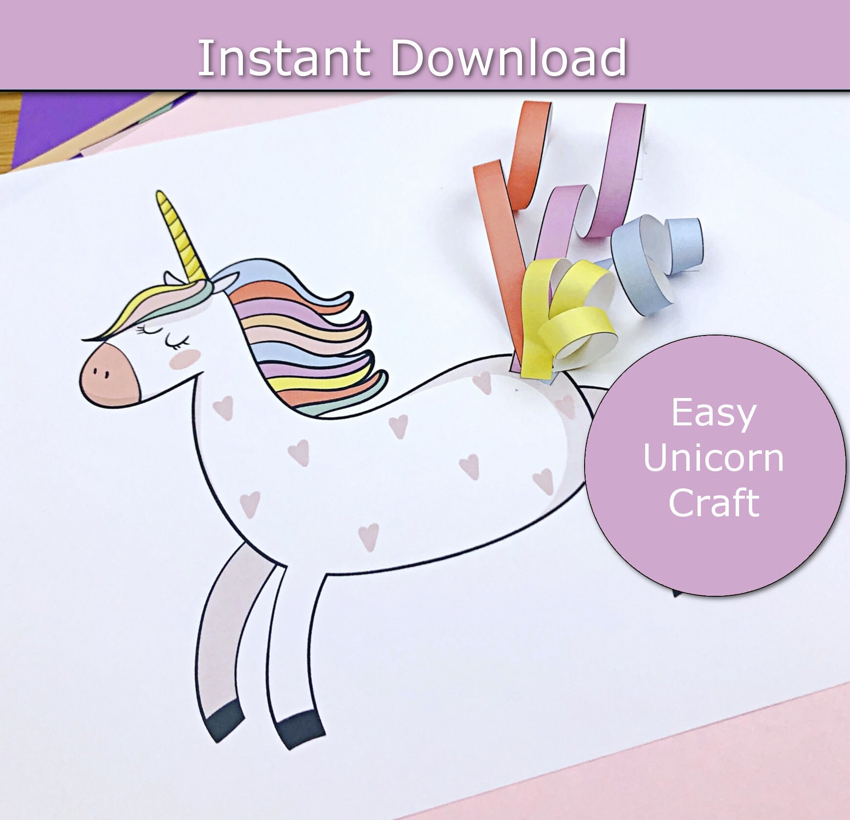 unicorn printable craft for kids unicorn party activity etsy