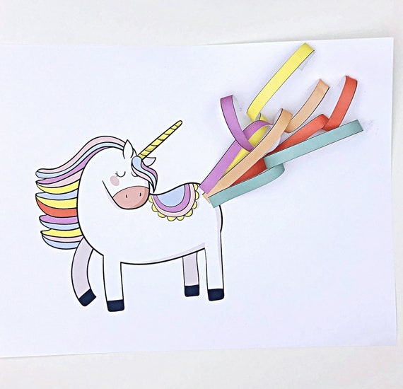 Unicorn Craft for Kids, Easy Printable Craft for Birthday Parties,  Classroom, or Groups. Unicorn Papercraft, Unicorn Tail Craft for Girls. 