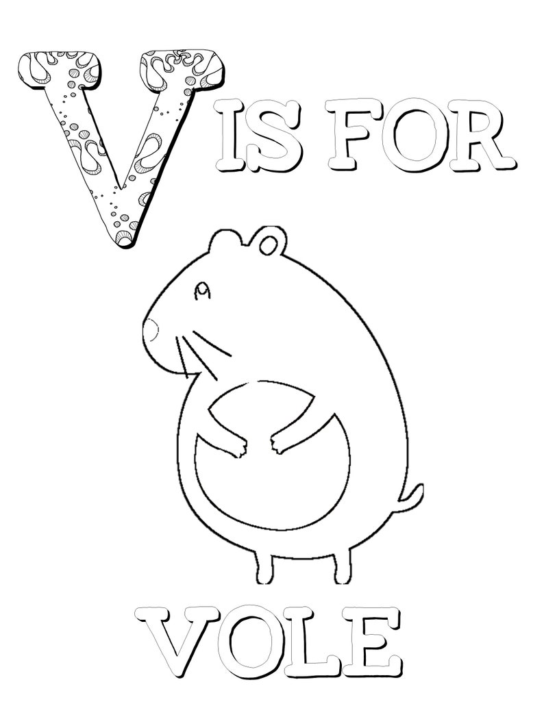 Animal Alphabet Coloring Pages for Kids, ABC Coloring Pages, Preschool Coloring Pages, Coloring Book, ABC Animal coloring book, Letters, ABC image 9