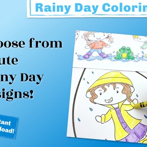 Coloriages de pluie pour les enfants. Ce livre de coloriage printanier est parfait pour la salle de classe ou à la maison. Utilisez-les pendant vos thèmes de pluie préscolaire image 2