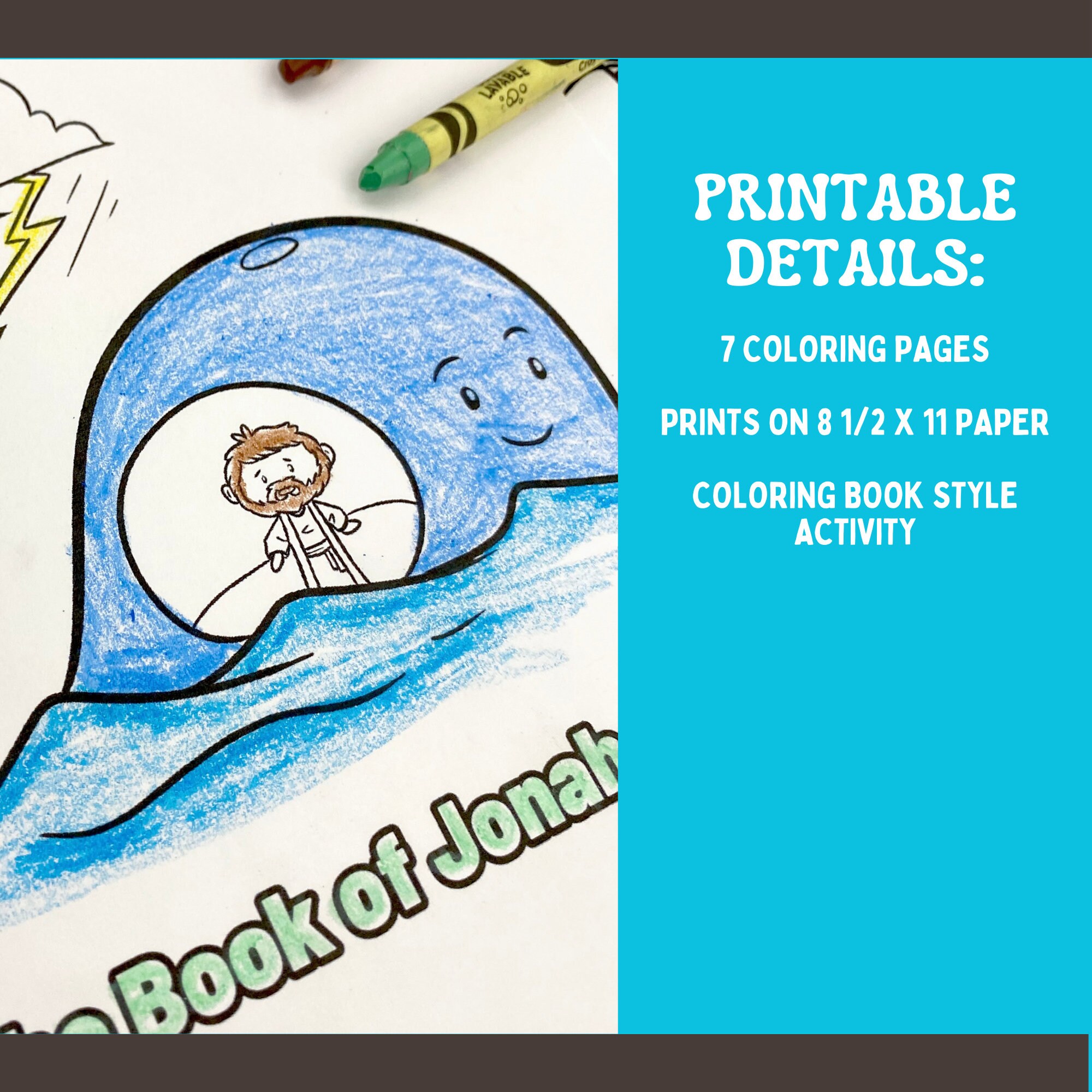 Jonah and the Whale Coloring Pages for Kids, Printable Coloring