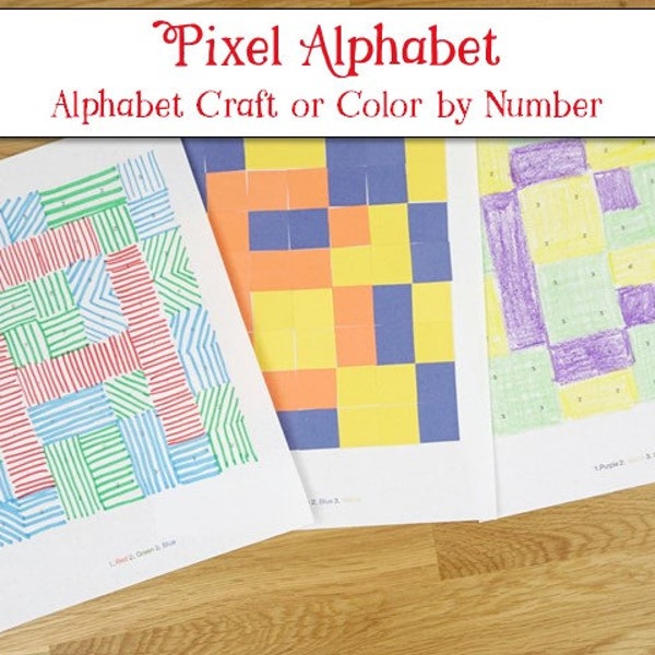 Alphabet Craft for Kids, Pixel Alphabet, Color By Numbers, Preschool Craft, Alphabet coloring, ABCs, Letters, Preschool Activity, Craftivity