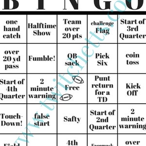 Super Bowl Party Game, Super Bowl Bingo, Watch Party Game, Football game printable, Family friendly football game image 2