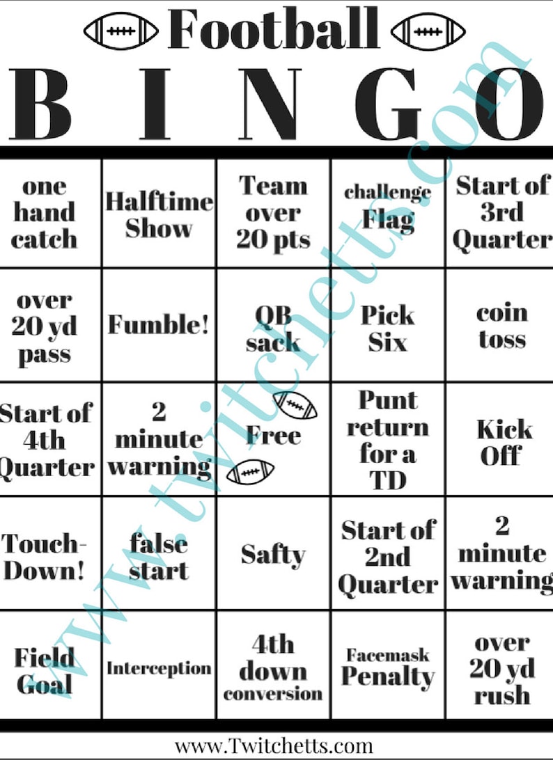 Super Bowl Party Game, Super Bowl Bingo, Watch Party Game, Football game printable, Family friendly football game image 2