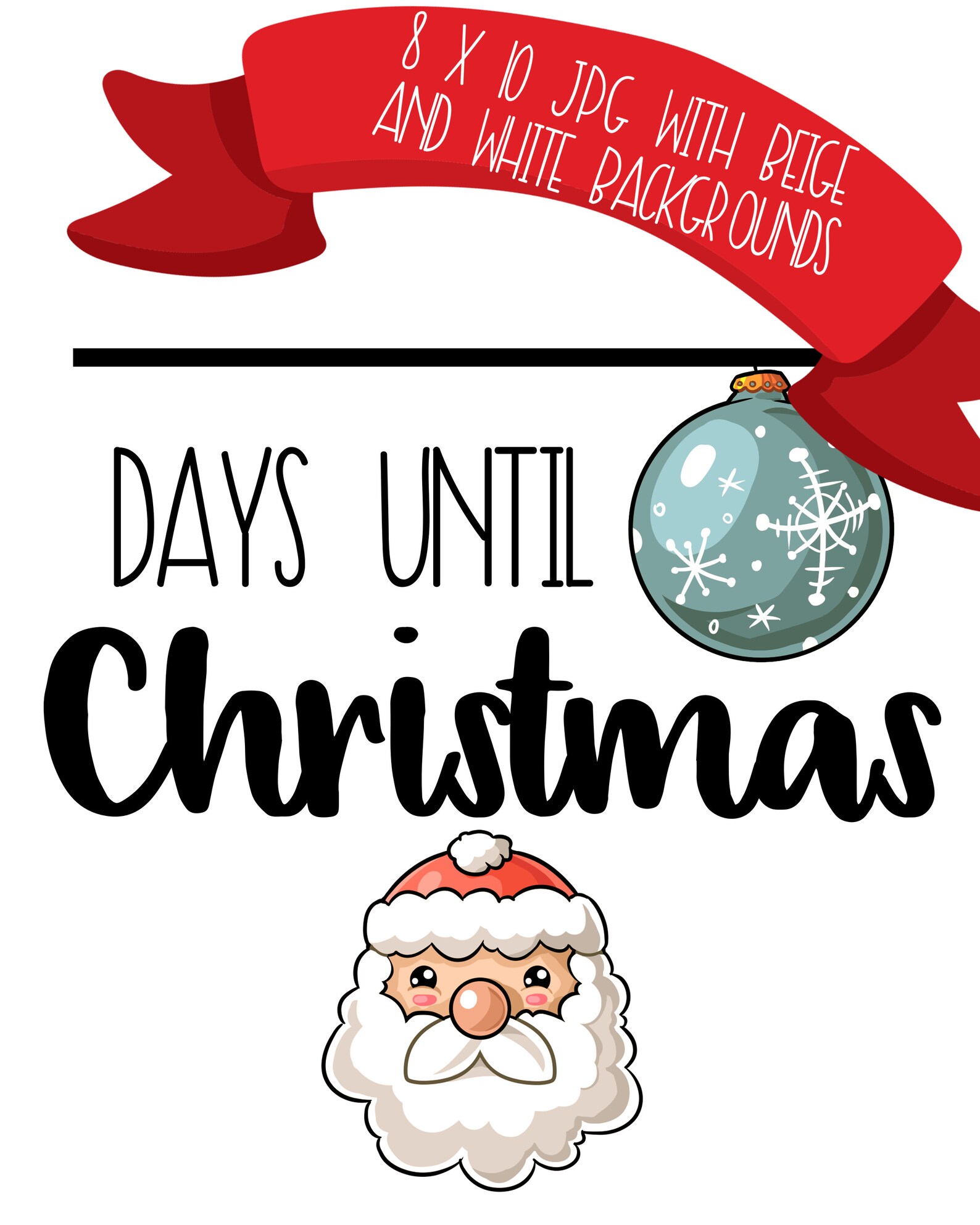 Christmas Countdown Sign, Days Until Christmas Sign, Xmas Countdown, Printable Holiday Countdown