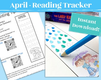 April Book Tracker Bookmark, Printable Reading Log for kids to keep track of ther reading challenge. For the classroom or home book log.