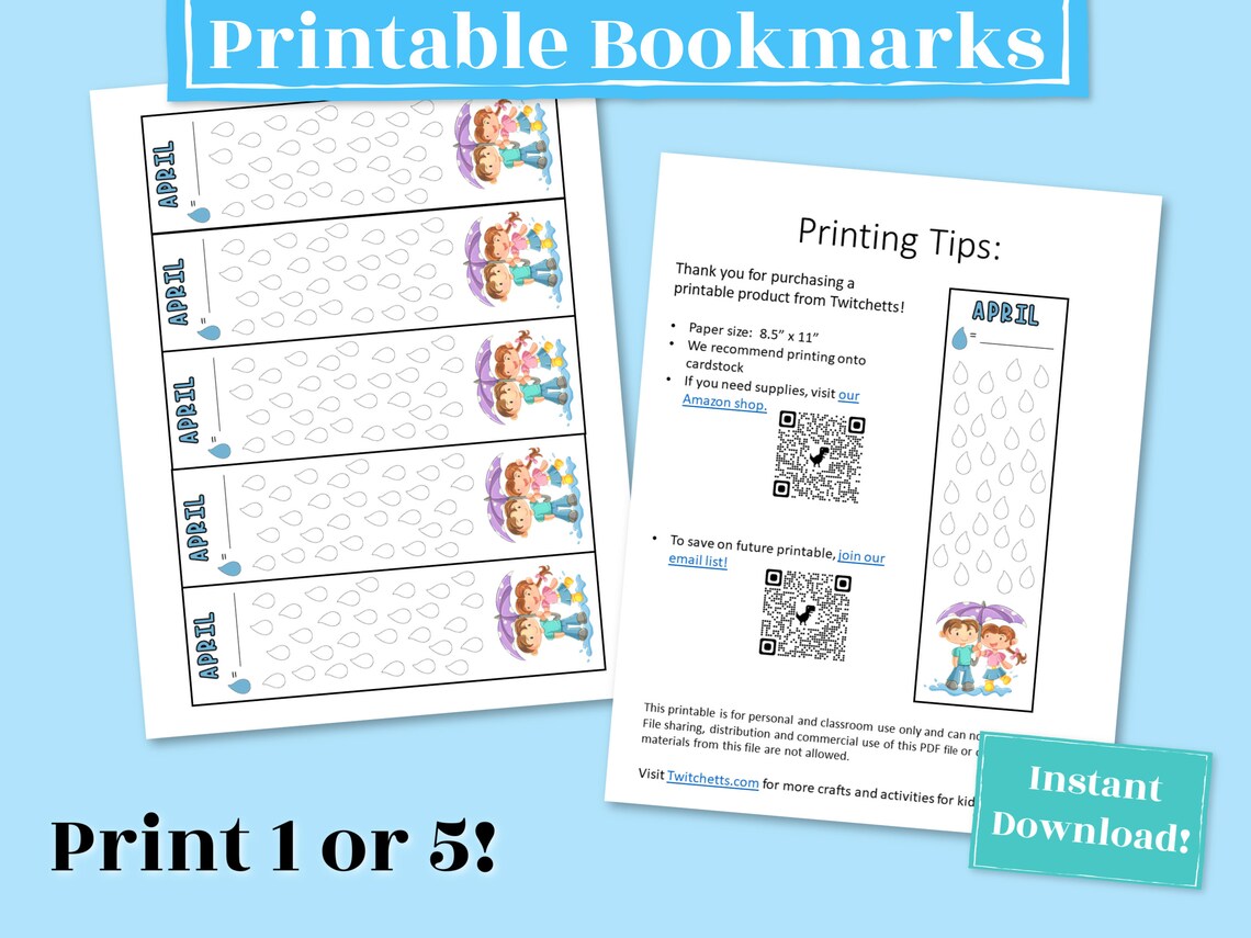 April Book Tracker Bookmark, Printable Reading Log for Kids to Keep ...