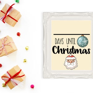 Kerst aftelteken, dagen tot Kerstmis teken, kerst aftellen, afdrukbare vakantie aftellen, kerstactiviteit, klassikale activiteit
