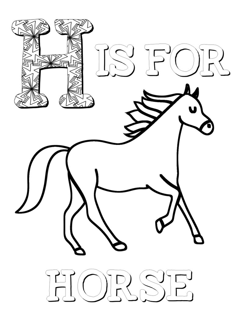 Animal Alphabet Coloring Pages for Kids, ABC Coloring Pages, Preschool Coloring Pages, Coloring Book, ABC Animal coloring book, Letters, ABC image 4