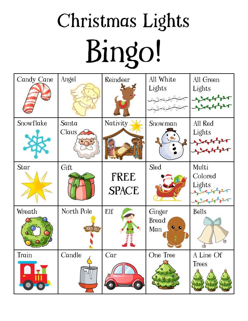 Christmas Games Printable, Holiday Lights Bingo Game, Family Christmas Game - Etsy christmas-games-printable-holiday-lights-bingo-game-family-christmas-game-etsy