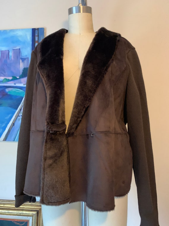 Beautiful chocolate brown faux fur suede jacket