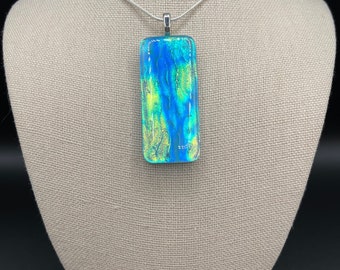 Multicolor dichroic fused glass pendant