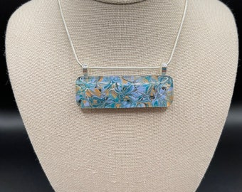 Multicolor hand painted fused glass pendant