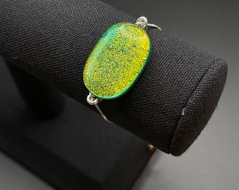 Adjustable multicolor dichroic fused glass bracelet