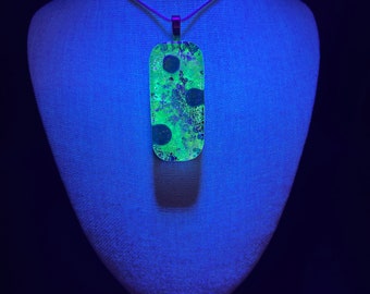 Fused glass galaxy glow pendant
