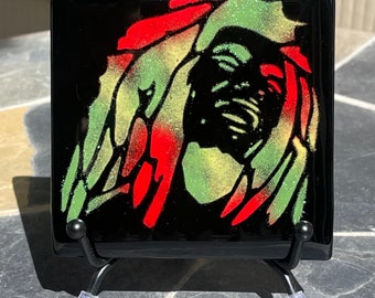 Bob Marley fused glass magnet/plaque