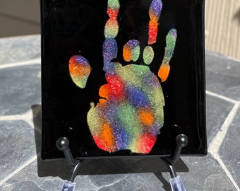 Grateful Dead fused glass Jerry hand magnet/plaque