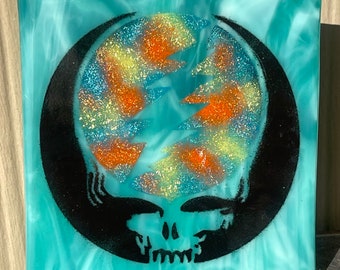 Grateful Dead fused glass stealy magnet/plaque