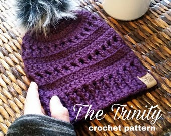 Crochet hat pattern, beanie crochet pattern, slouchy crochet pattern, crochet pattern, pdf file, trinity hat pattern, pattern, crochet, hat