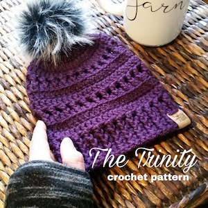 Crochet hat pattern, beanie crochet pattern, slouchy crochet pattern, crochet pattern, pdf file, trinity hat pattern, pattern, crochet, hat