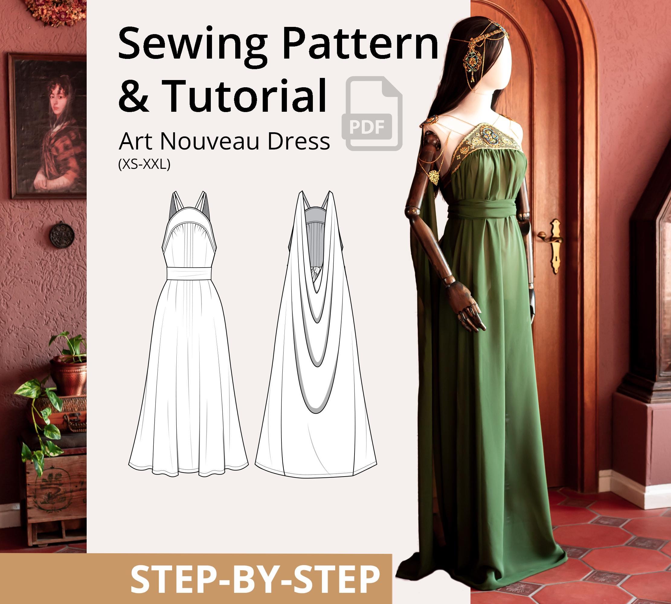 Art Nouveau Dress Sewing Pattern PDF, Art Nouveau Dress With Cape & Belt,  Cosplay, LARP, Festival Costume Sewing (EU Xsxxl: A0/a4/us Letter) - Etsy