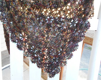 Asymmetrical Crochet Scarf with beaded edging