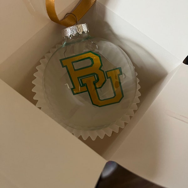 Baylor university glass "floating" ornament