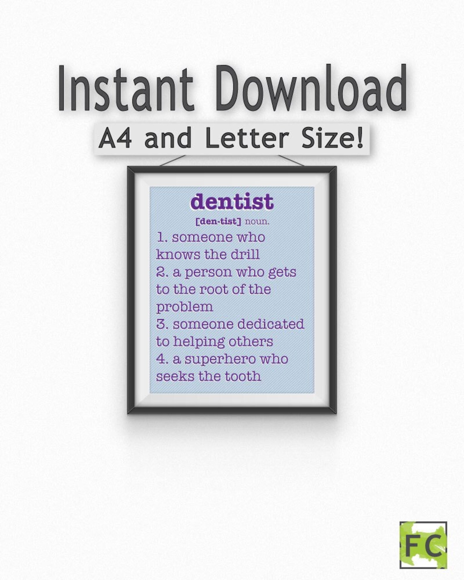 Dentist Definition Print//orthodontist//gift//instant Etsy