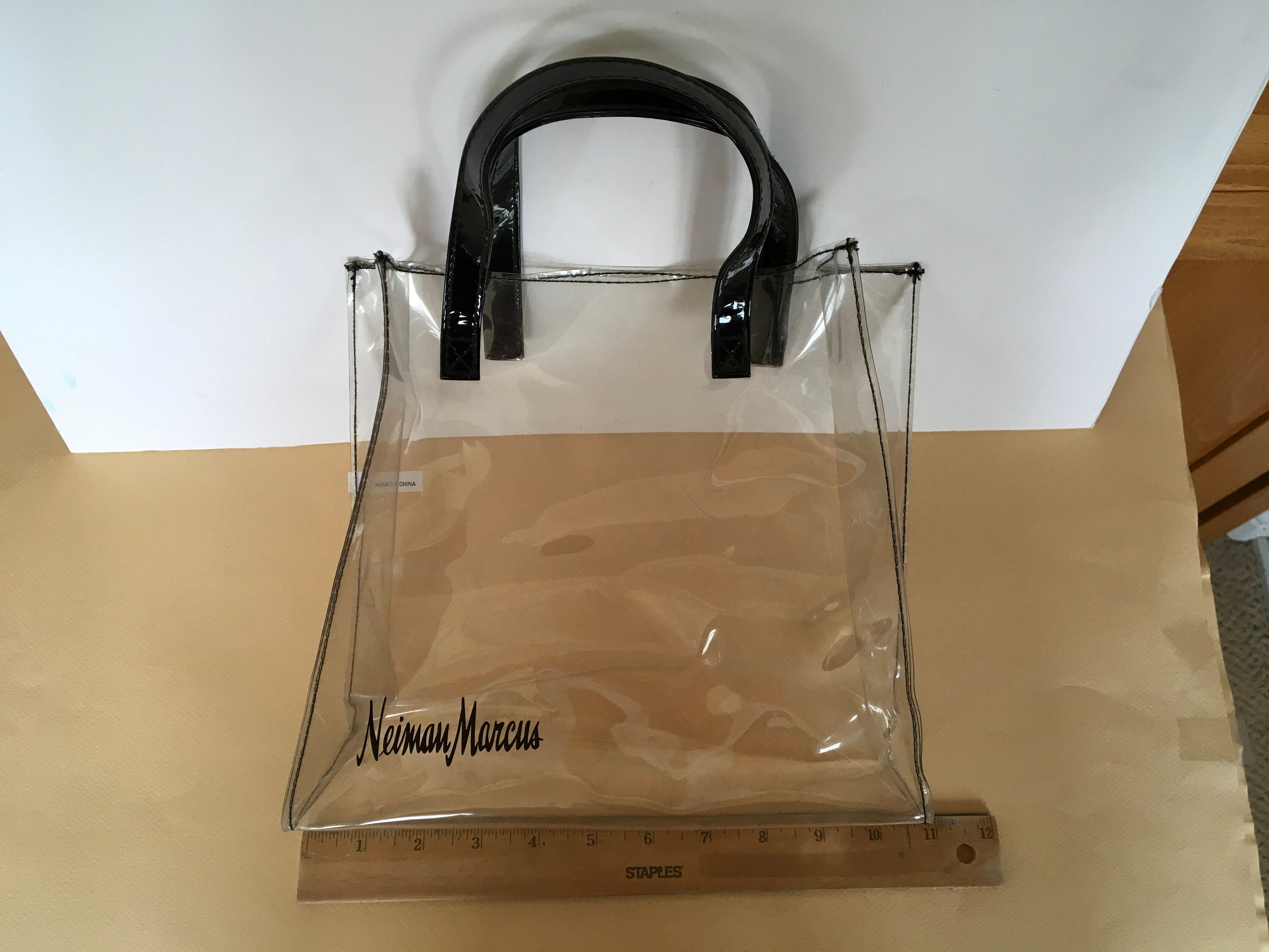 Neiman Marcus Totebag With Logo See Thru Vinyl Black Handles 