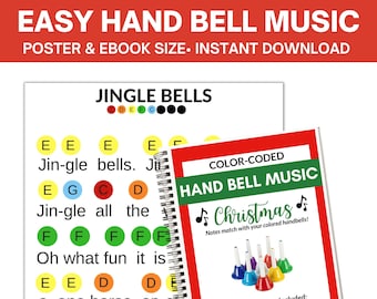 Christmas Hand Bell Music EBook 1- Bell Choir Music -7 Song Sheets- Poster and Letter Size- Digital Download PDF