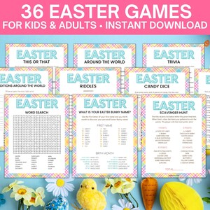 Easter Games Bundle | 36 Easter Party Games | Bunny Name | Easter Trivia | Easter Activity