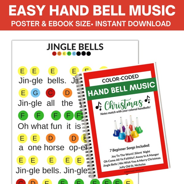 Weihnachts-Handglockenmusik EBook 1 - Glockenchormusik - 7 Song Sheets - Poster und Letter Size - Digitaler Download PDF
