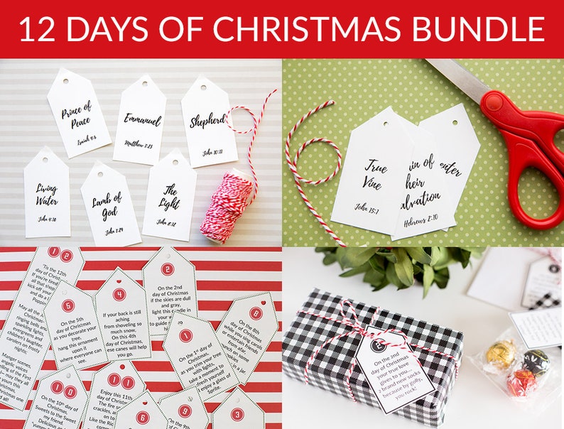 12 Days of Christmas Tags Bargain BUNDLE Digital Download image 1