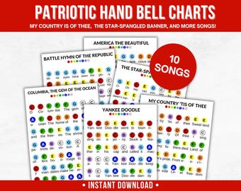 10 Patriotic Handbell Sheet Music - USA Handbell songs - Digital Download for Hand Bell Music Sheets