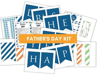 Father's Day Printables-Coupons | Tie Gift Card |All About Dad Printables | Father's Day Banner | Instant Digital Download