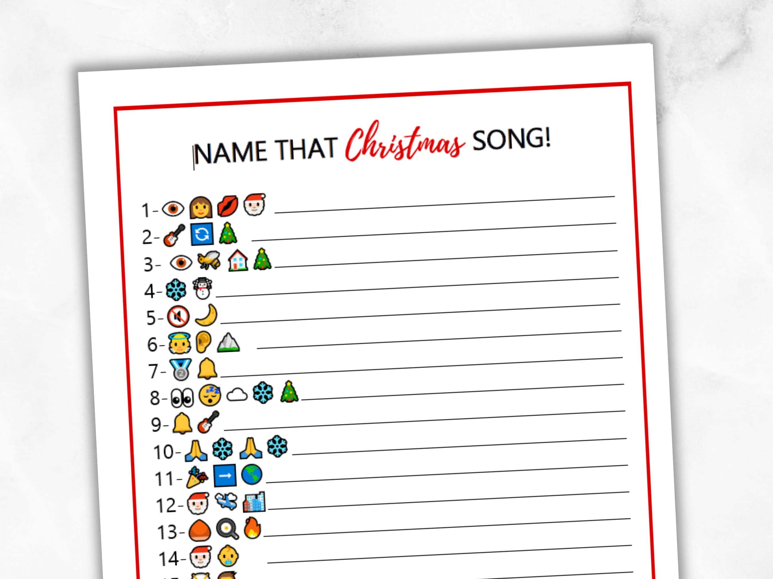 Christmas Songs Emoji Pictionary Printable Christmas Game | Etsy