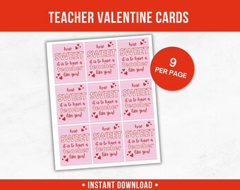 Valentijnsdagkaarten leraar | Afdrukbare leraar Valentijnskaarten