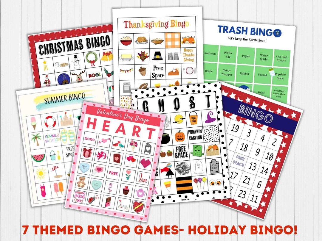 7 Themed Bingo Games Bargain Bundle Christmas Bingo Thanksgiving Bingo