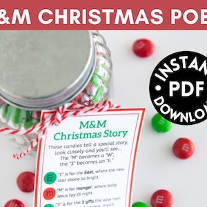 Etiquetas de regalo de Navidad- Poema de Navidad de M&M- Regalos de vecinos - DESCARGA INSTANTE PDF