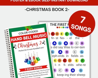 Muziekboek voor kersthandbellen 2 | Liedjes voor handbellen | 7 populaire kerstliedjes | Direct digitaal te downloaden