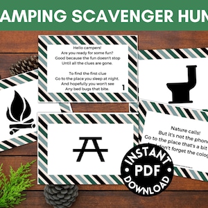 Camping Schatzsuche Bild Clues- Camping Tradition- PDF Sofort Download