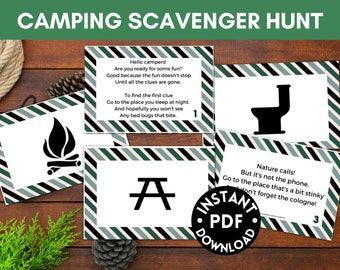 Camping Treasure Hunt Picture Clues- Camping Tradition- PDF Instant Download