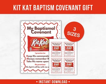 Kit Kat LDS Baptism Gift Tags- Printable Candy Bar Labels- Digital Download- Baptism Gift
