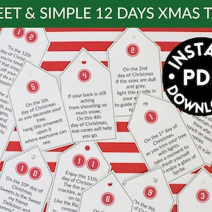 Sweet & Simple 12 Days of Christmas Poem Tags- Christmas Gift Idea- Digital Download