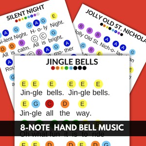 Christmas Hand Bell Music EBook 1 Bell Choir Music 7 Song Sheets Poster and Letter Size Digital Download PDF image 2