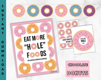 I DONUT Know What I'd Do Without You- I Love You a HOLE lot- Donut Greeting Cards- instant download